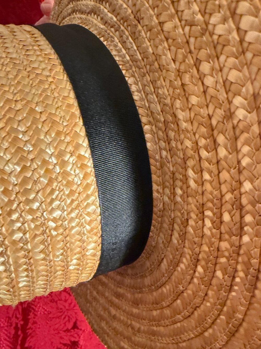 Women's Lack of Color Tan Spencer Straw Boater Hat w/Black Ribbon Size Med - Picture 6 of 9